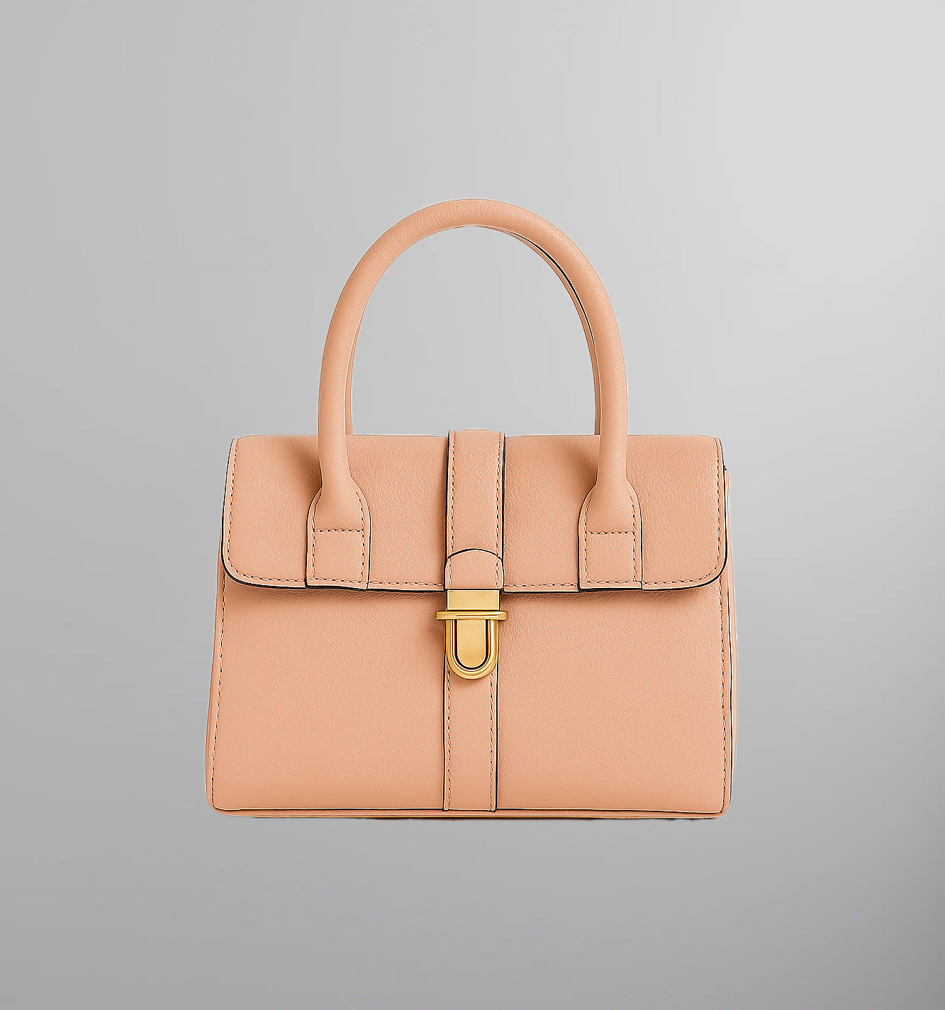 Leather Satchel with Gold Turn-Lock Closure