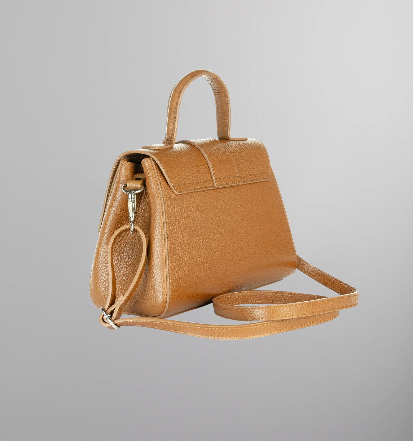 Leather Satchel with Flap Closure
