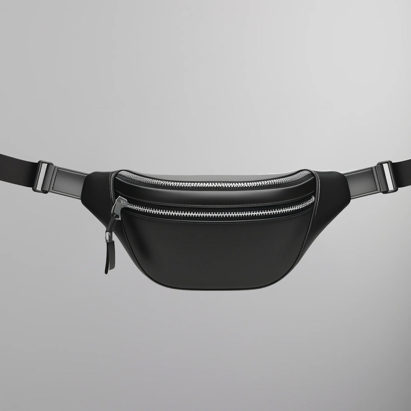 Image of Leather Belt Bag with Dual Zip