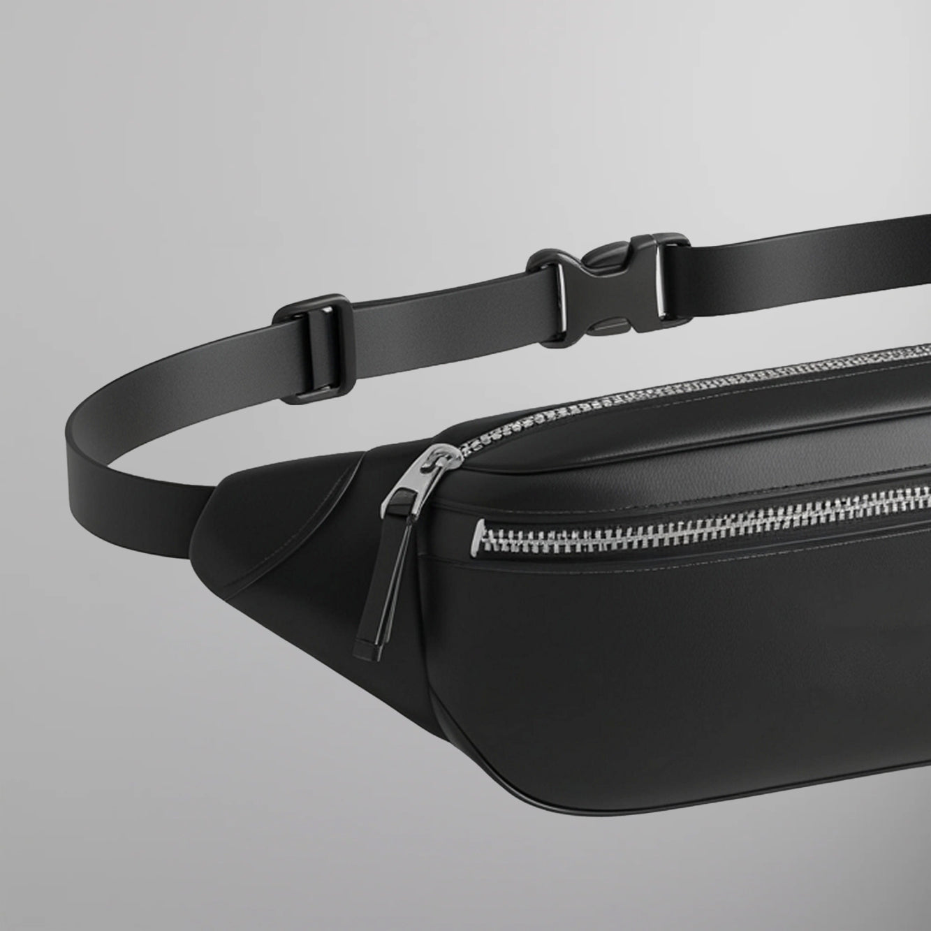 Image of Leather Belt Bag with Dual Zip